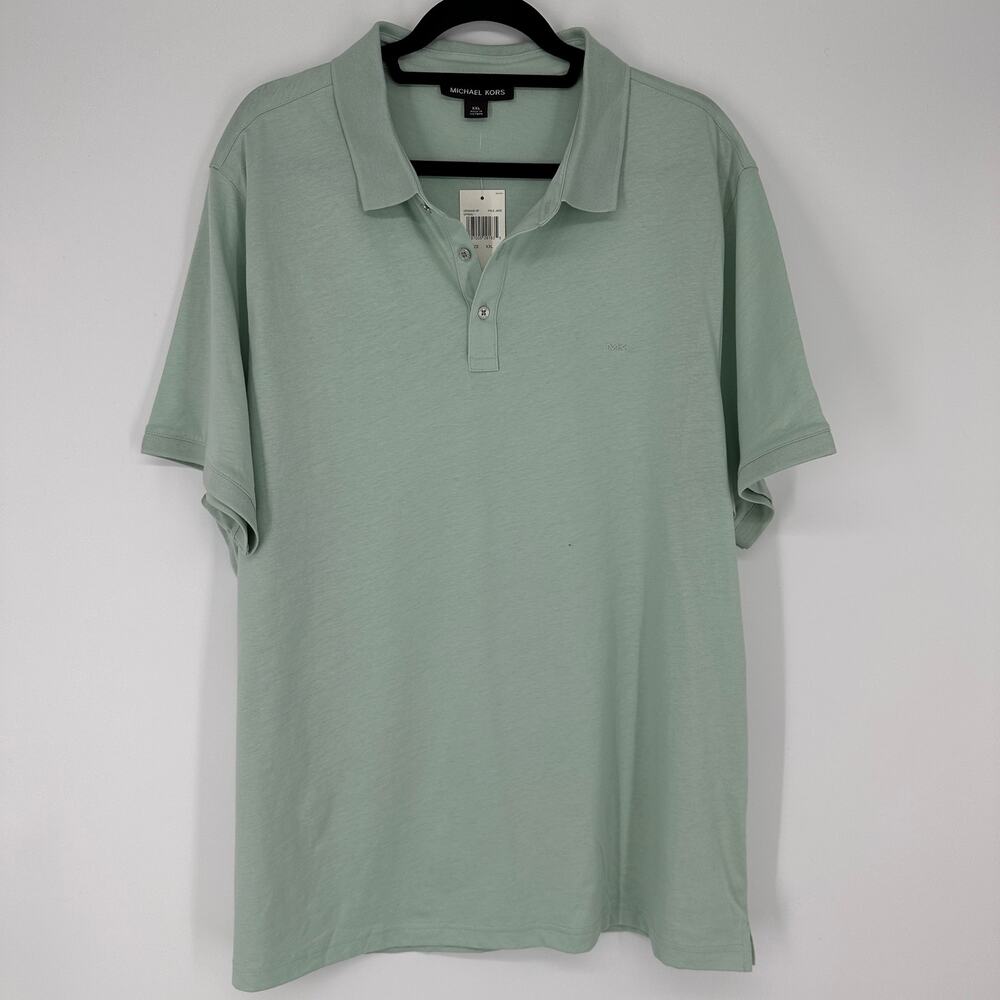 Michael Kors Cotton Pale Jade Short Sleeve Polo Embroidered Logo Mens XXL NEW
